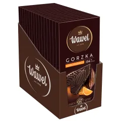 Karton Czekolada Gorzka Premium 64% ze skórką pomarańczy 90g (16 sztuk)