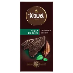 Czekolada Delikatnie Gorzka Premium 43% z cząstkami miętowymi i karmelem 90g