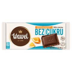 Czekolada Gorzka 70% Bez dodatku cukru z cząstkami pomarańczy 90g