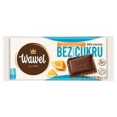 Czekolada Gorzka 70% Bez dodatku cukru z cząstkami pomarańczy 90g