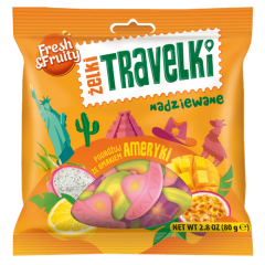 Żelki Travelki smaki Ameryki Fresh&Fruity 80g