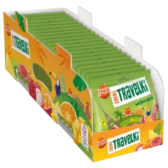 Karton Żelki Travelki wegańskie smaki świata Fresh&Fruity 80g (20szt)